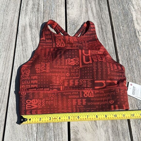 Lululemon Energy High-Neck Longline Bra size 6 NWT red Logo sports bra - Picture 2 of 7